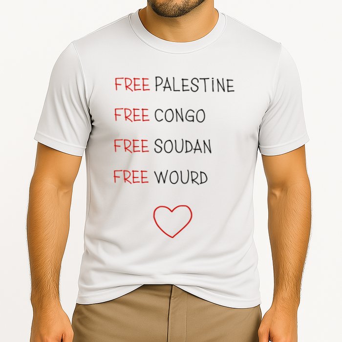 Free Palestine Free Congo Free Soudan Free World Cooling Performance Crew T-Shirt