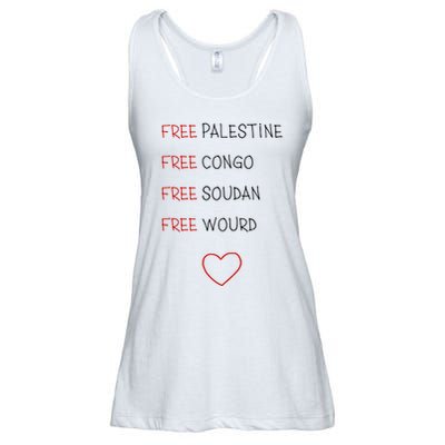 Free Palestine Free Congo Free Soudan Free World Ladies Essential Flowy Tank