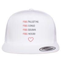 Free Palestine Free Congo Free Soudan Free World Flat Bill Trucker Hat