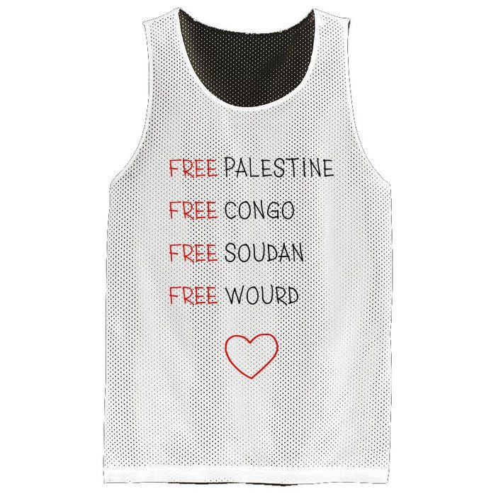 Free Palestine Free Congo Free Soudan Free World Mesh Reversible Basketball Jersey Tank