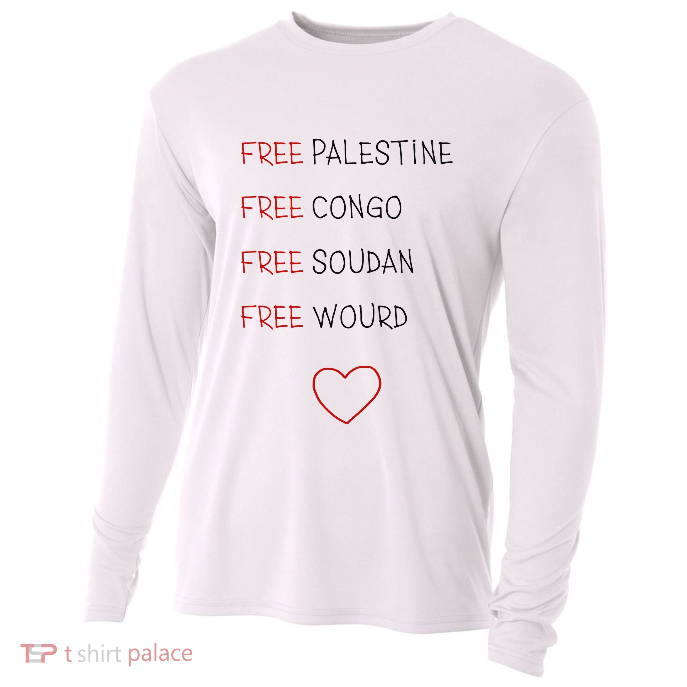 Free Palestine Free Congo Free Soudan Free World Cooling Performance Long Sleeve Crew