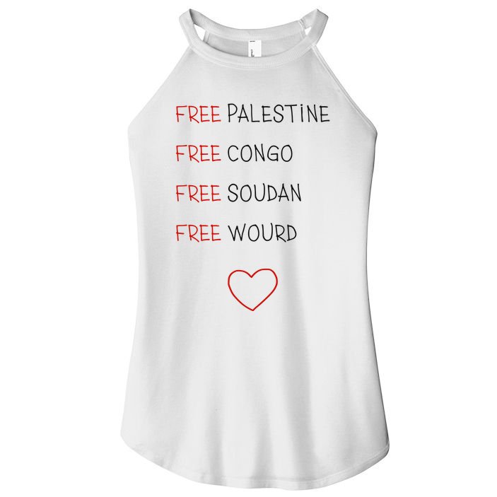 Free Palestine Free Congo Free Soudan Free World Women's Perfect Tri Rocker Tank