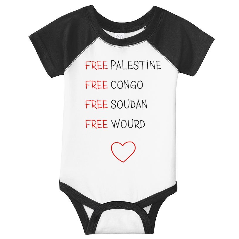 Free Palestine Free Congo Free Soudan Free World Infant Baby Jersey Bodysuit