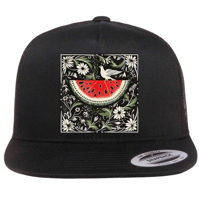 Free Palestine Fruits Watermelon Map Flat Bill Trucker Hat