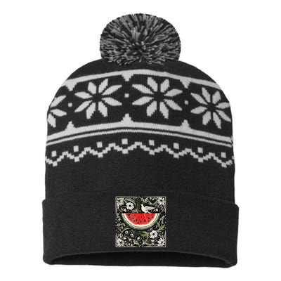 Free Palestine Fruits Watermelon Map USA-Made Snowflake Beanie