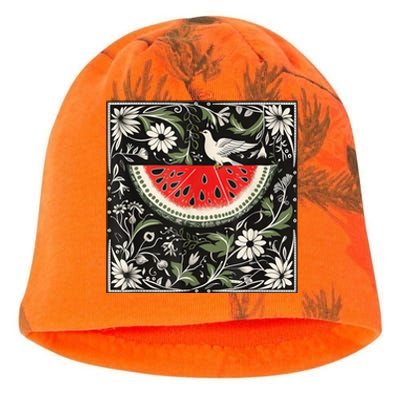 Free Palestine Fruits Watermelon Map Kati - Camo Knit Beanie