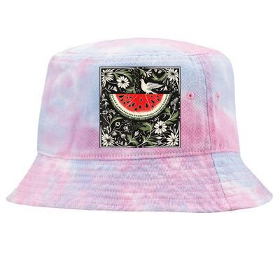 Free Palestine Fruits Watermelon Map Tie-Dyed Bucket Hat