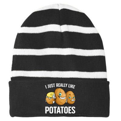 Funny Potato For Potatoes Lover Vegetables Kawaii Striped Beanie with Solid Band