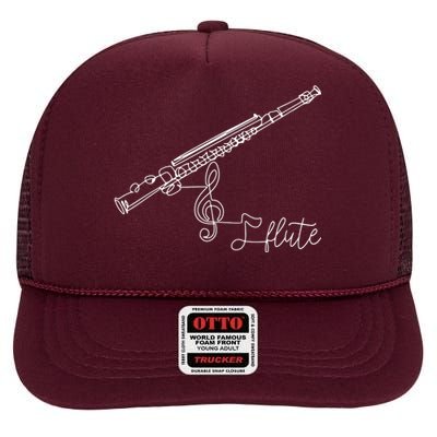 Flute Player Flutist Marching Band Music Lover Musician High Crown Mesh Back Trucker Hat