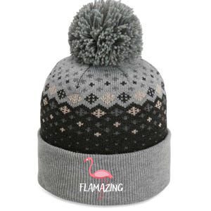 Flamazing Pink Flamingo Novelty Flamingo The Baniff Cuffed Pom Beanie