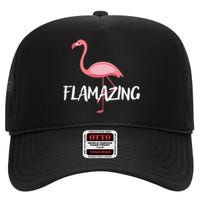 Flamazing Pink Flamingo Novelty Flamingo High Crown Mesh Back Trucker Hat