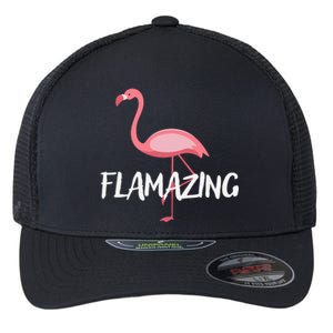 Flamazing Pink Flamingo Novelty Flamingo Flexfit Unipanel Trucker Cap