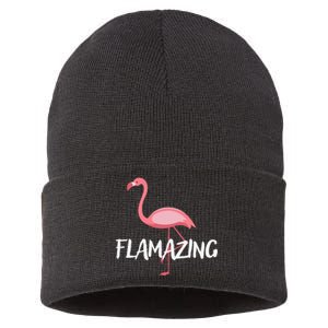 Flamazing Pink Flamingo Novelty Flamingo Sustainable Knit Beanie