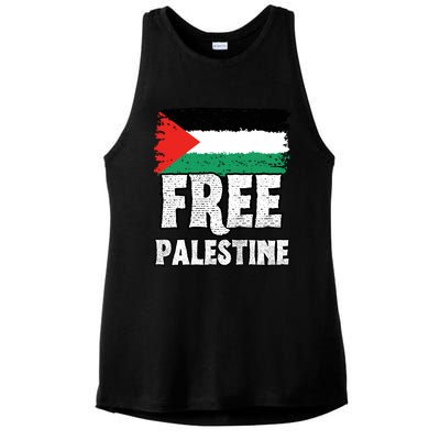 Free Palestine Flag Ladies PosiCharge Tri-Blend Wicking Tank