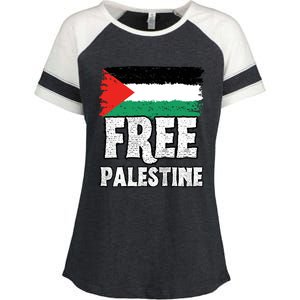 Free Palestine Flag Enza Ladies Jersey Colorblock Tee