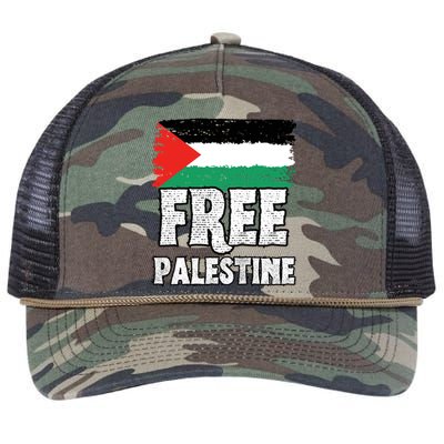 Free Palestine Flag Retro Rope Trucker Hat Cap