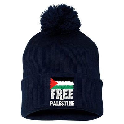 Free Palestine Flag Pom Pom 12in Knit Beanie