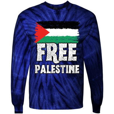 Free Palestine Flag Tie-Dye Long Sleeve Shirt