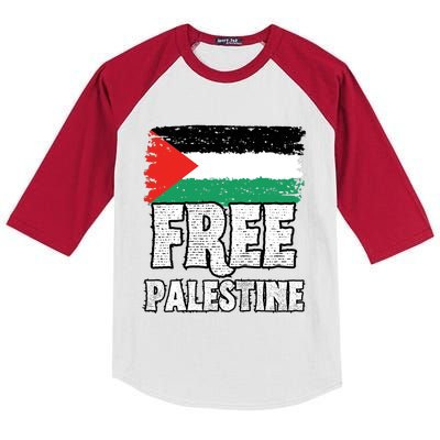 Free Palestine Flag Kids Colorblock Raglan Jersey