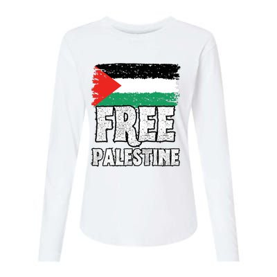 Free Palestine Flag Womens Cotton Relaxed Long Sleeve T-Shirt