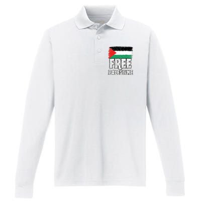 Free Palestine Flag Performance Long Sleeve Polo