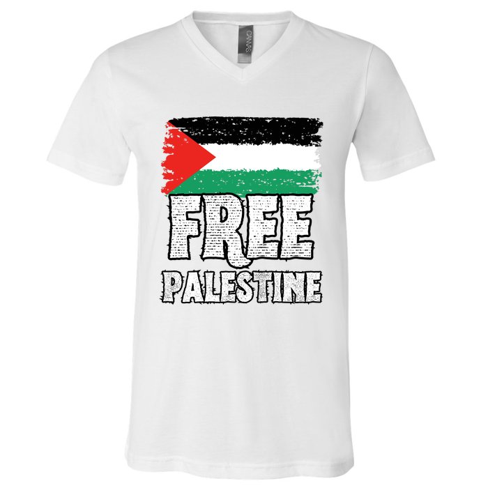 Free Palestine Flag V-Neck T-Shirt