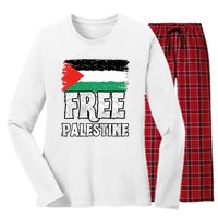 Free Palestine Flag Women's Long Sleeve Flannel Pajama Set 