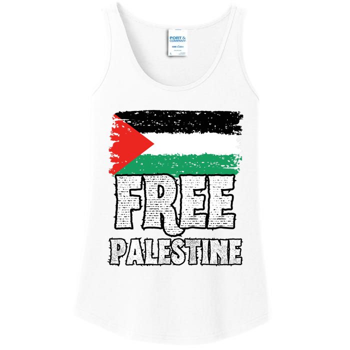 Free Palestine Flag Ladies Essential Tank