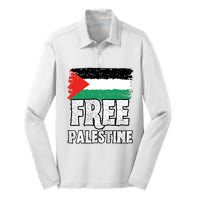 Free Palestine Flag Silk Touch Performance Long Sleeve Polo