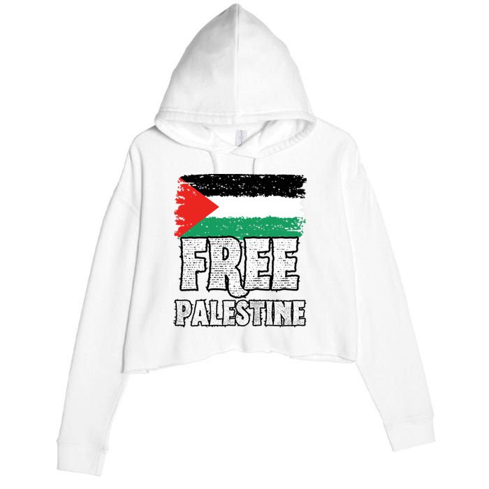 Free Palestine Flag Crop Fleece Hoodie