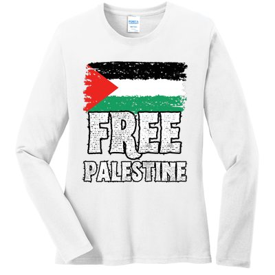 Free Palestine Flag Ladies Long Sleeve Shirt