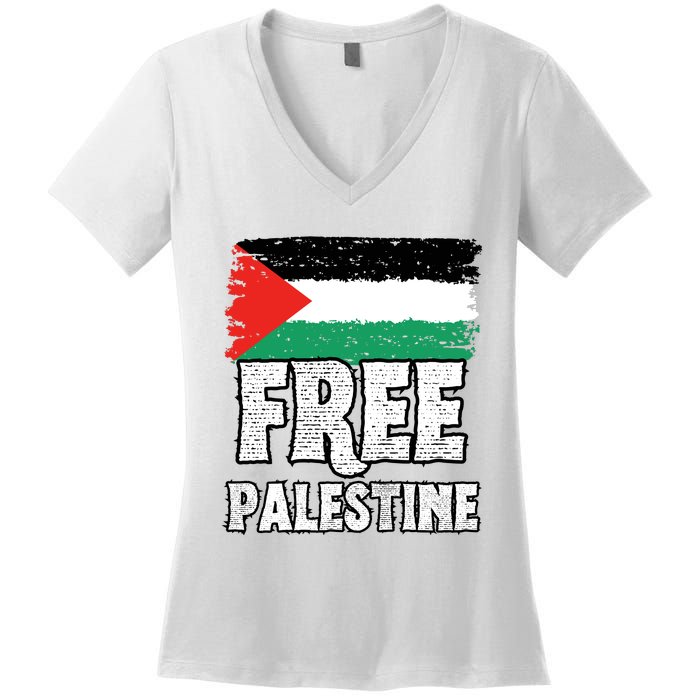 Free Palestine Flag Women's V-Neck T-Shirt