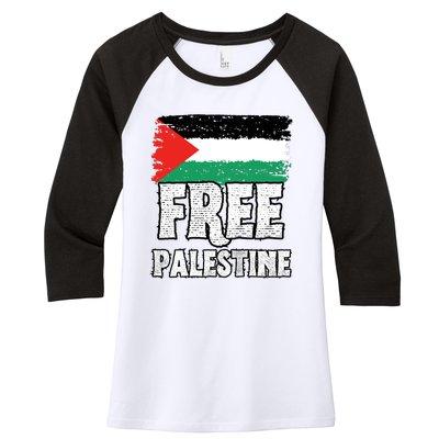 Free Palestine Flag Women's Tri-Blend 3/4-Sleeve Raglan Shirt