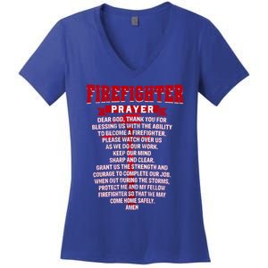 Firefighter Prayer Fire Christian Father Dad Husband Great Gift Women's V-Neck T-Shirt