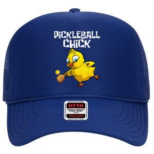 Funny Pickleball For Girls Chick Pickle Ball Sports High Crown Mesh Back Trucker Hat