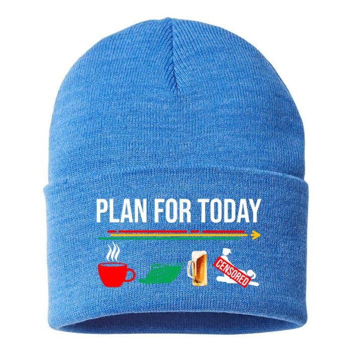 Funny Plan For Day Boating Boat Lovers For Pontoon Captains Gift Sustainable Knit Beanie