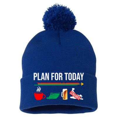 Funny Plan For Day Boating Boat Lovers For Pontoon Captains Gift Pom Pom 12in Knit Beanie