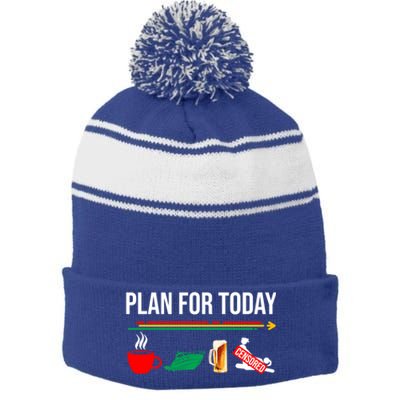 Funny Plan For Day Boating Boat Lovers For Pontoon Captains Gift Stripe Pom Pom Beanie