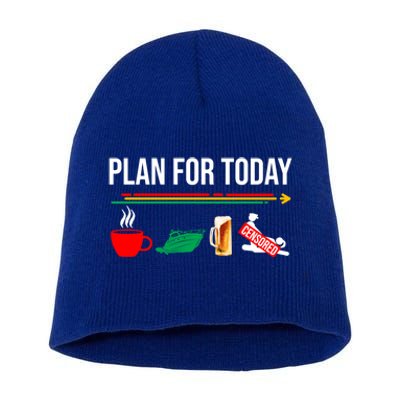 Funny Plan For Day Boating Boat Lovers For Pontoon Captains Gift Short Acrylic Beanie