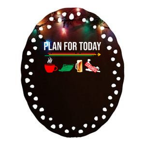 Funny Plan For Day Boating Boat Lovers For Pontoon Captains Gift Ceramic Oval Ornament