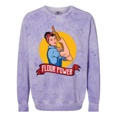 Flour Power Funny Baking & Pastry Baker Baking Gift Colorblast Crewneck Sweatshirt