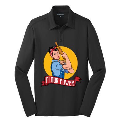 Flour Power Funny Baking & Pastry Baker Baking Gift Silk Touch Performance Long Sleeve Polo