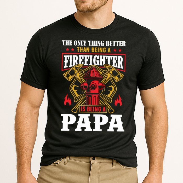 Firefighter Papa Father's Day Cooling Performance Crew T-Shirt