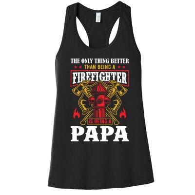 Firefighter Papa Father's Day Women's Racerback Tank