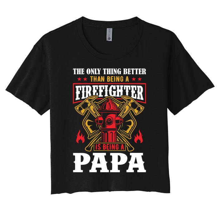 Firefighter Papa Father's Day Women's Crop Top Tee