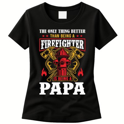 Firefighter Papa Father's Day Womens T-Shirt