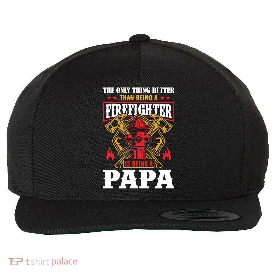 Firefighter Papa Father's Day Wool Snapback Cap