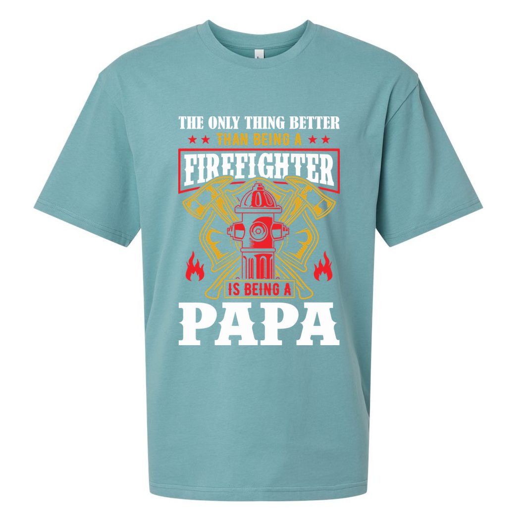Firefighter Papa Father's Day Sueded Cloud Jersey T-Shirt