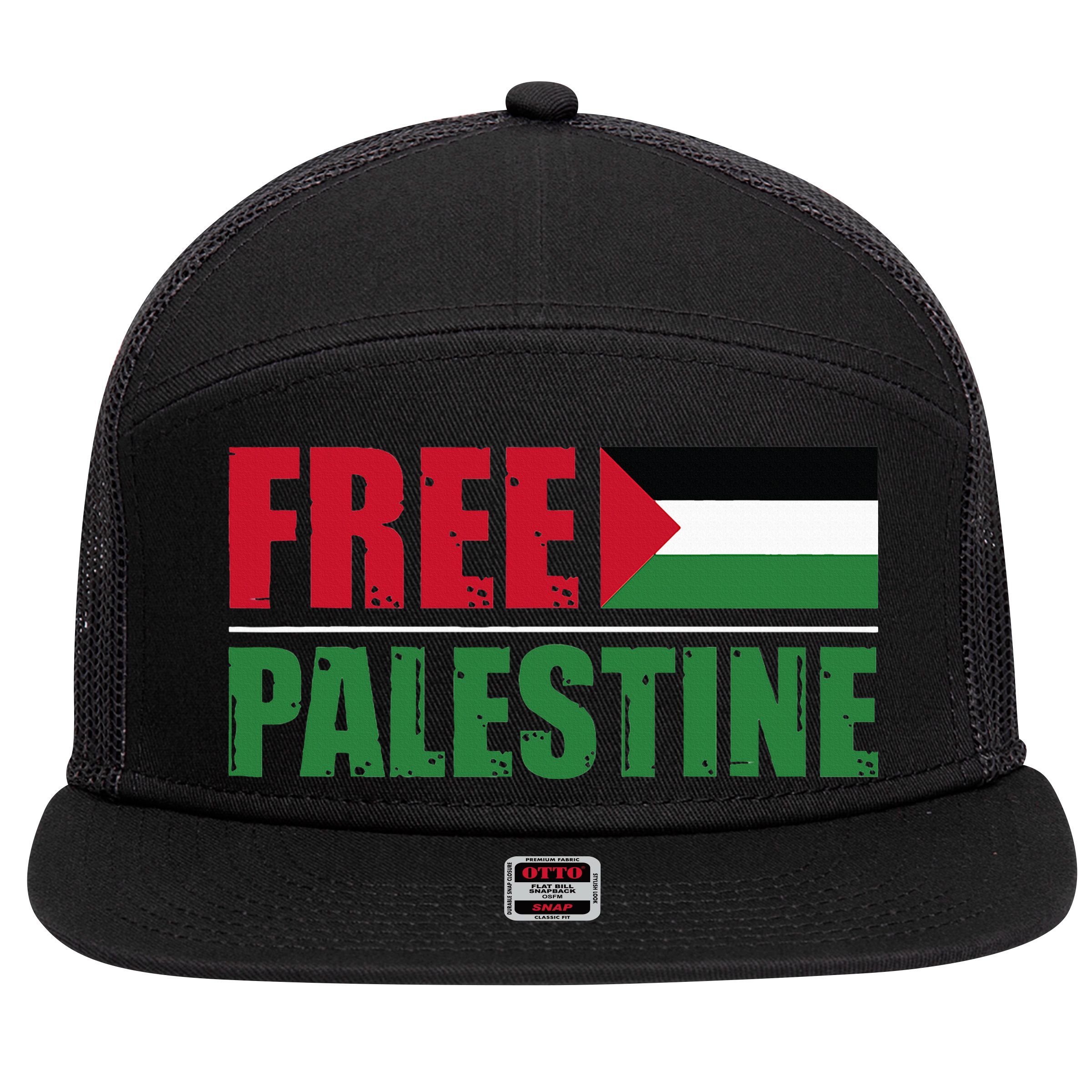 Free Palestine 7 Panel Mesh Trucker Snapback Hat