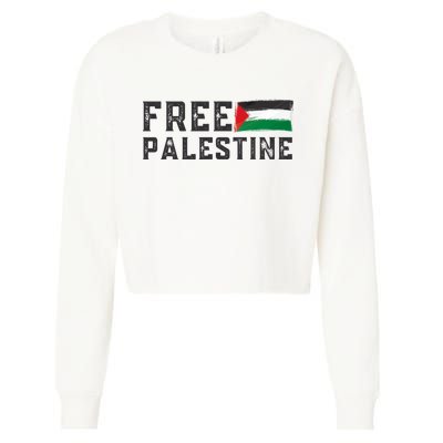 Free Palestine Flag Arabic Gaza Cropped Pullover Crew